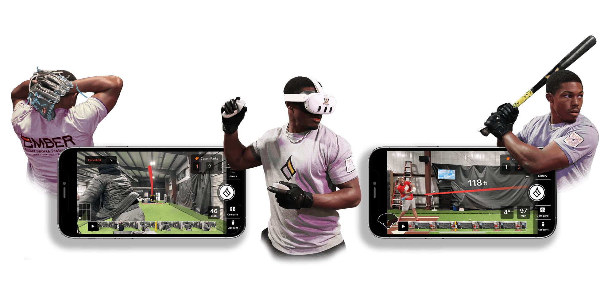 Baseball player with app analytics overlay