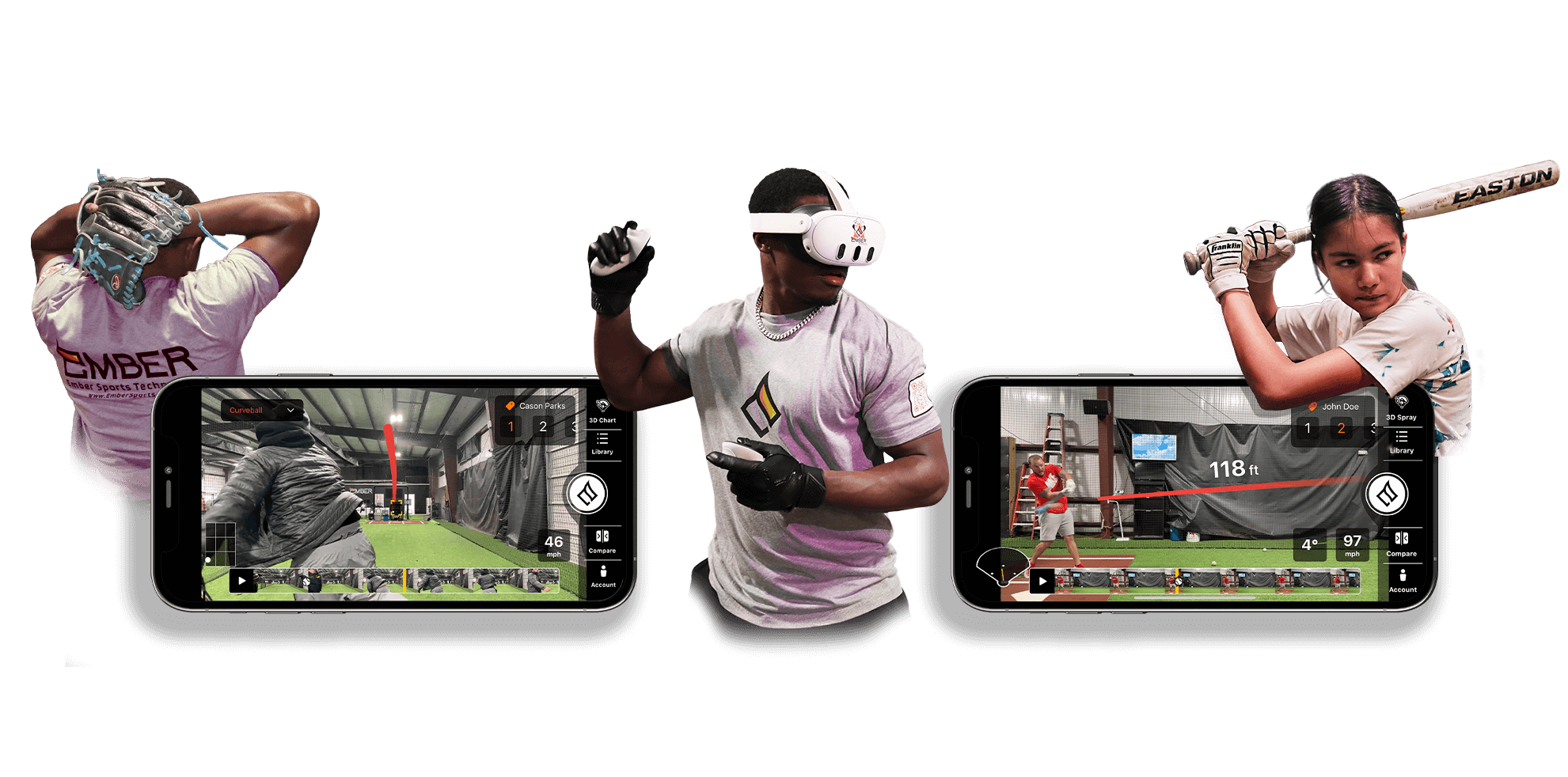 Baseball player with app analytics overlay