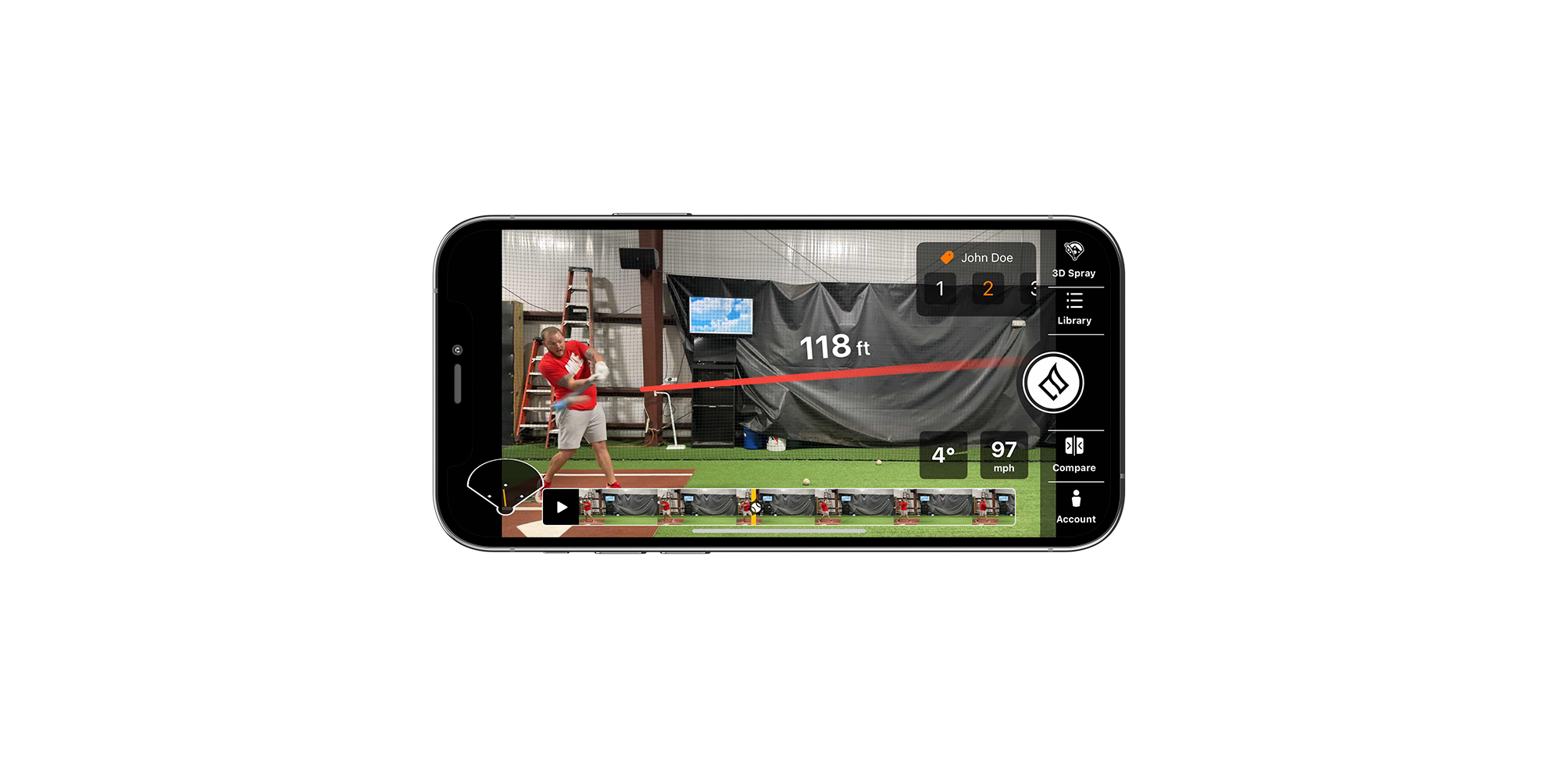 Baseball player with app analytics overlay