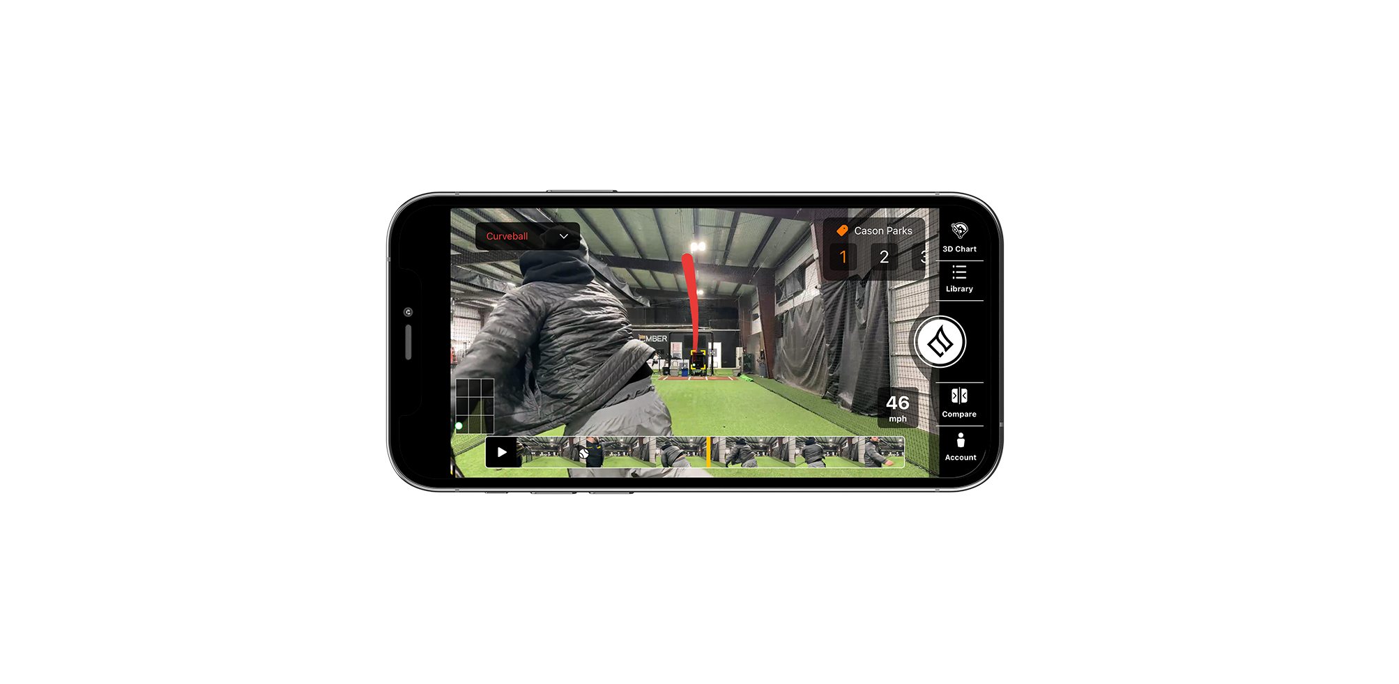 Baseball player with app analytics overlay