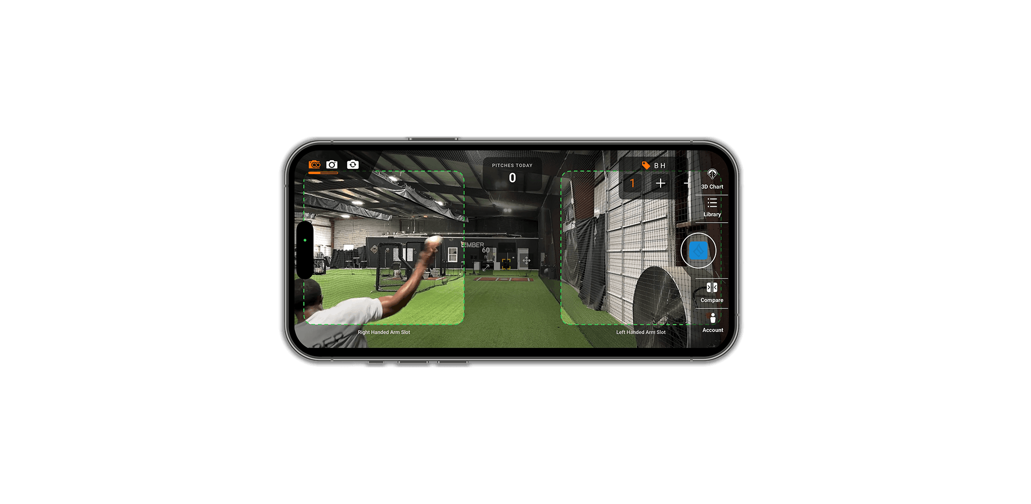 Baseball player with app analytics overlay